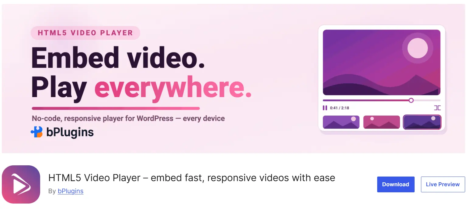 معرفی افزونه HTML5 Video Player