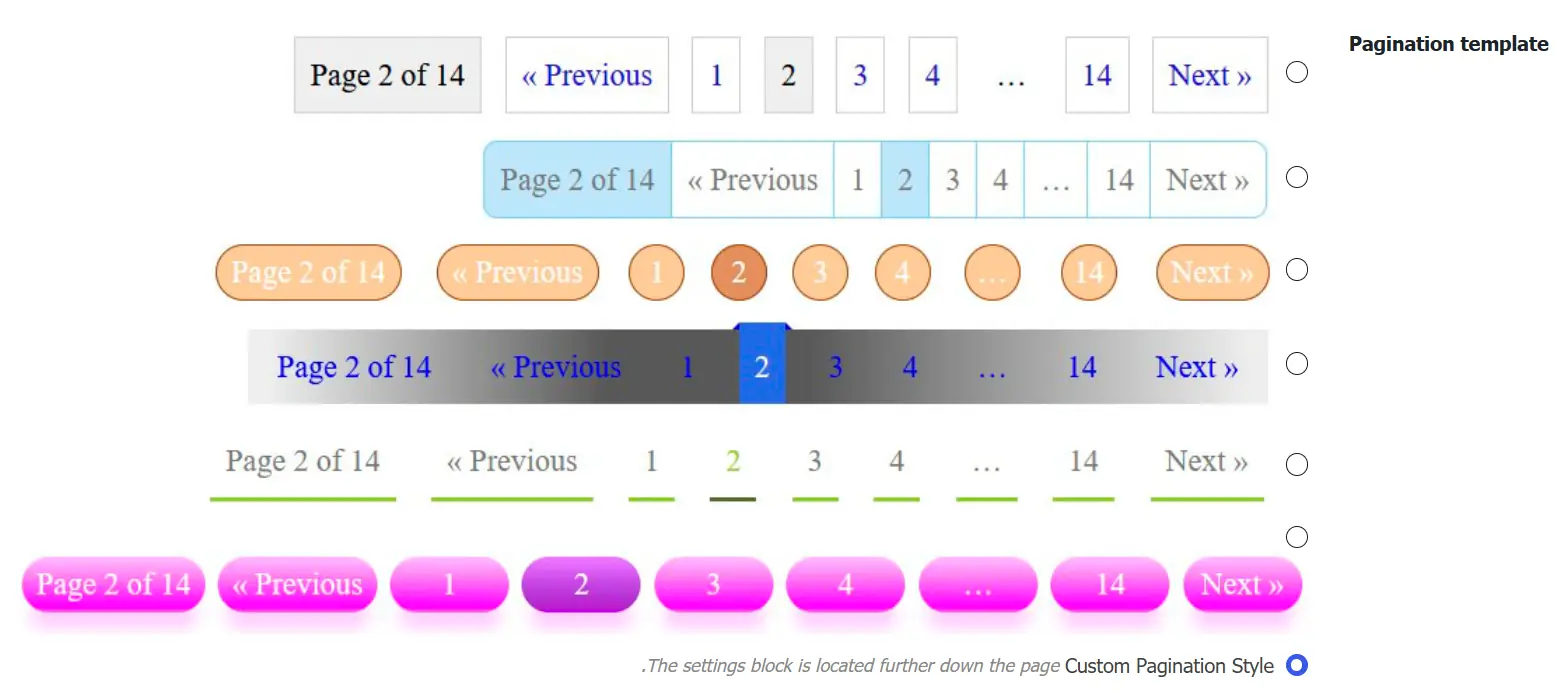 صفحه تنظیمات افزونه Pagination by BestWebSoft