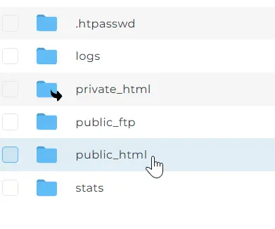 دایرکتوری public_html در فایل منیجر