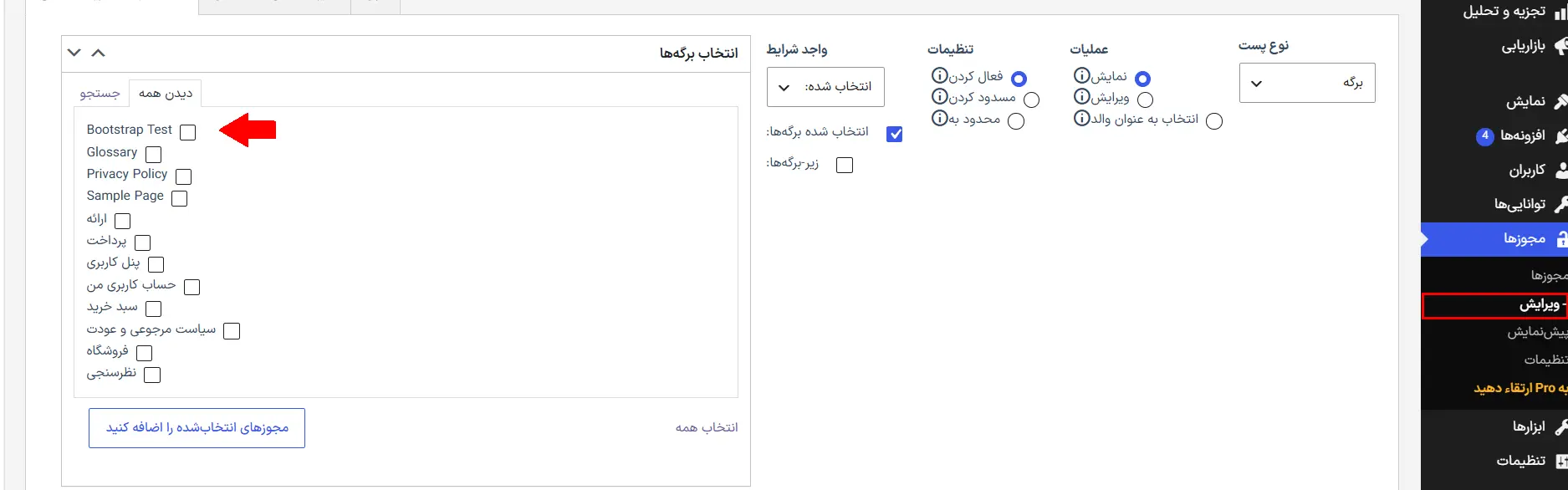 تعیین دسترسی‌ها