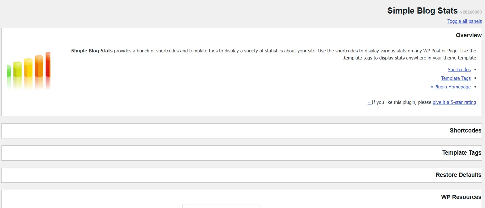 تنظیمات Simple Blog Stats
