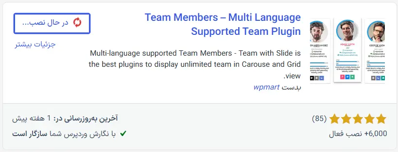 نصب و فعال‌سازی افزونه Team Members