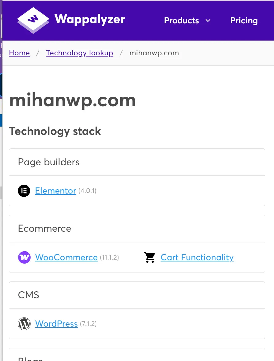 تشخیص CMS و ابزارهای سایت با Wappalyzer